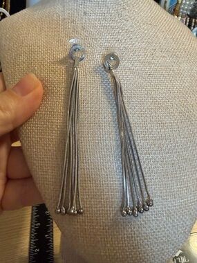 Silver Tone Tassel Drop Earrings